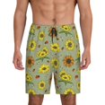 thumbnail image 2 of Picia Sage Green With Sunflowers Pajama Shorts for Men, Men's Pajama Bottoms, Sleepwear,Short Pajama Pants-XX-Large, 2 of 9