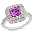 thumbnail image 2 of 2.07 ct Princess Cut Simulated Alexandrite Halo Engagement Ring for Women in 18K White/Rose Gold, 2 of 2