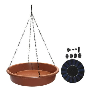 Miulika Hanging Bird Bath Birdbath Decoration Plate Birdfeeder Bird Feeder Solar Water Fountain for Outdoor Yard Backyard Deck Garden