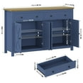 thumbnail image 7 of Homfa 55.1W'' 4-Doors 2-Drawers Farmhouse Storage Cabinet, Wood Sideboard with Adjustable Shelves for Kitchen Dining Room, Blue, 7 of 7