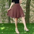 thumbnail image 2 of Ediodpoh Carnival Womens Skirts High Low Hem Pleated Dance Skirt for Womens Adult Soft Flowy Chiffon Skirt Brown One Size, 2 of 4