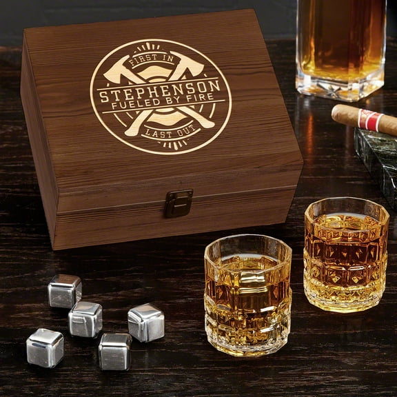 Firefighter Brotherhood Personalized Whiskey Box Set