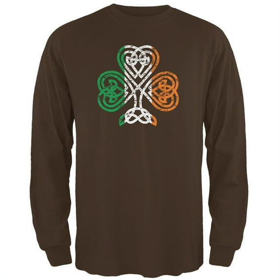 Old Glory Mens St. Patricks Day Shamrock Knot Long Sleeve Graphic T Shirt