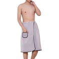 thumbnail image 6 of successthop Wrap Bath Towel for Men Soft Knee Homewear Snap After Bath Wear Pocketed Comfortable Winter Loungewear Gray, 6 of 6