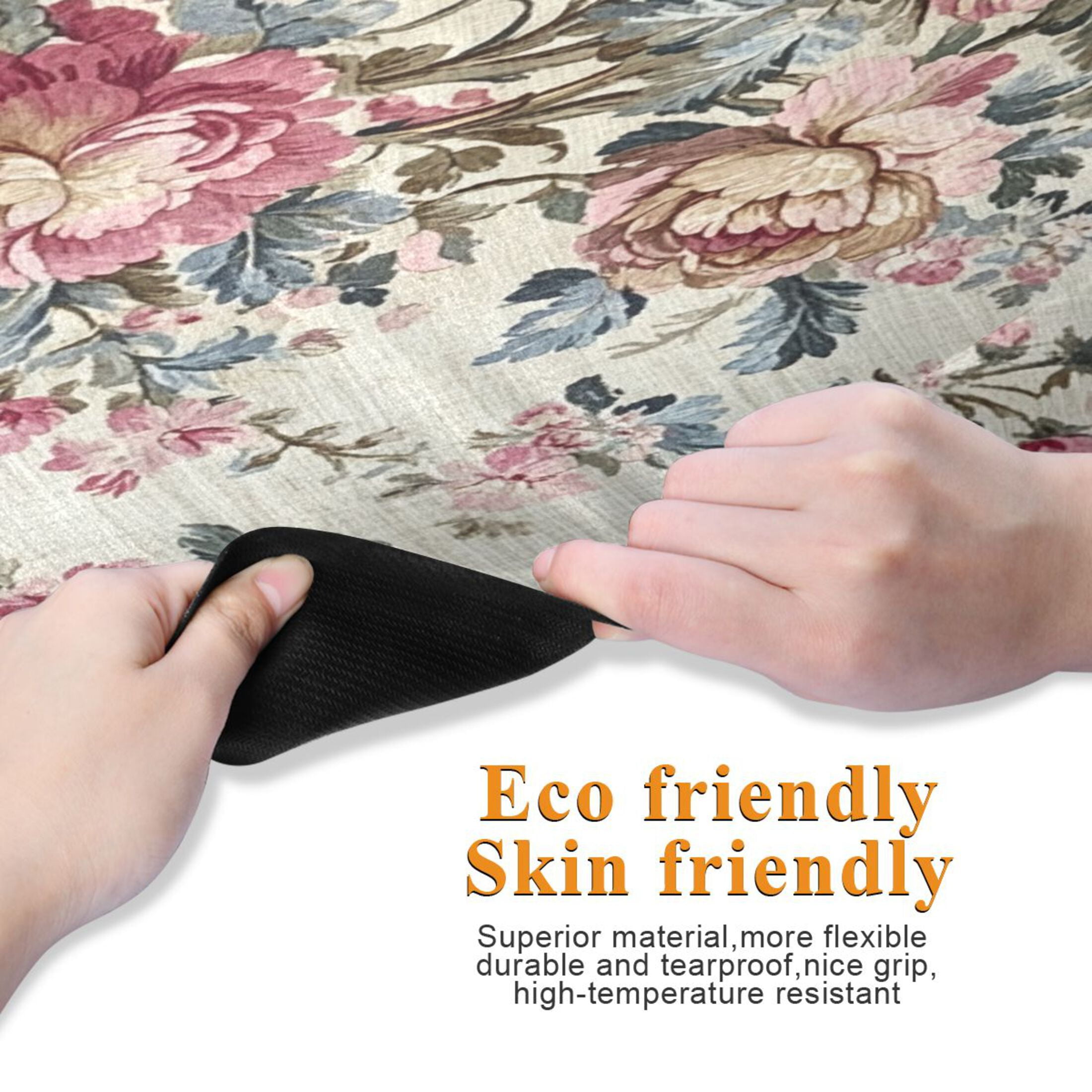 BZSMCE Yoga Mat Women Vintage Floral Textile in Pastels Fitness Mat
