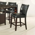 thumbnail image 3 of Contemporary Black Faux Marble Top Counter Height Table w Shelf 4x High Chairs Bench Faux Leather Tufted 6pc Dining Room Set, 3 of 10