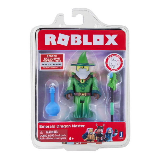 Roblox Action Collection Emerald Dragon Master Figure Pack Includes Exclusive Virtual Item Walmart Com Walmart Com - roblox enchanted academy roblox toy redem item