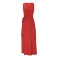 thumbnail image 4 of Cameland Mode Women Robe Longue d'Été Décontractée Unie Col en V Sans Manches, 4 of 6