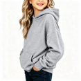thumbnail image 6 of Resicozy Hoodies for Teen Girls Long Sleeve Hooded Sweatshirt Youth Preppy Trendy Winter Tween Pullover Cute for Kids Clothes 3-12 Years Gray 150, 6 of 7