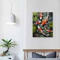 thumbnail image 3 of JEUXUS Chinese style Nine Red Koi Fish Landscape Oil Painting Canvas Poster For Living Room Modern Decor Wall Art Print Picture 16x20in, 3 of 4