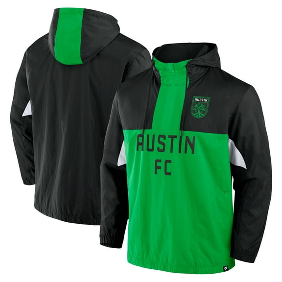 Men's Fanatics Black Austin FC Free Kick Woven Quarter-Zip Hoodie Jacket