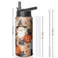 thumbnail image 2 of Halloween Water Bottle 18oz Skeleton Bat Gothic Sports Bottles with Straw Pumpkin Skull Ghost Stainless Steel Cup Tumbler Holiday Gift for Adults Women Men Friends, 2 of 5