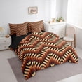 thumbnail image 3 of Homewish Geometric Lines Checkered 7pcs Bedding Comforter Set,Abstract Geometric Artistic Queen Bedding Sets,Brown Stripes Queen Sheet Sets For Kids,Breathable Home Decor Reversible, 3 of 8