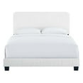 thumbnail image 3 of Pemberly Row Modern Velvet Channel Tufted Performance Full Platform Bed in White, 3 of 8