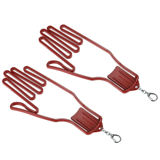 Unique Bargains Golf Gloves Stretcher, 2 Pack Plastic Keeper Support Rack Holder Dryer Hanger Frame with Keychain Hook for Sports Gloves Maintenance, Red