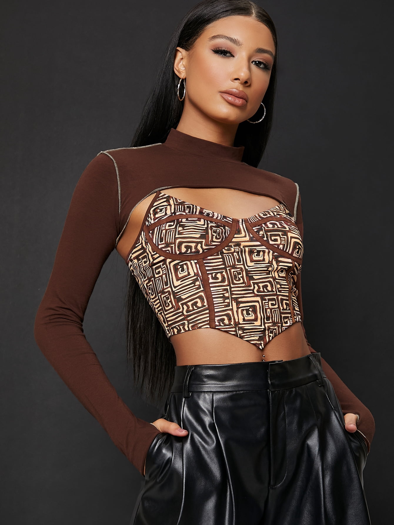 Multicolor Graphic Print Contrast 