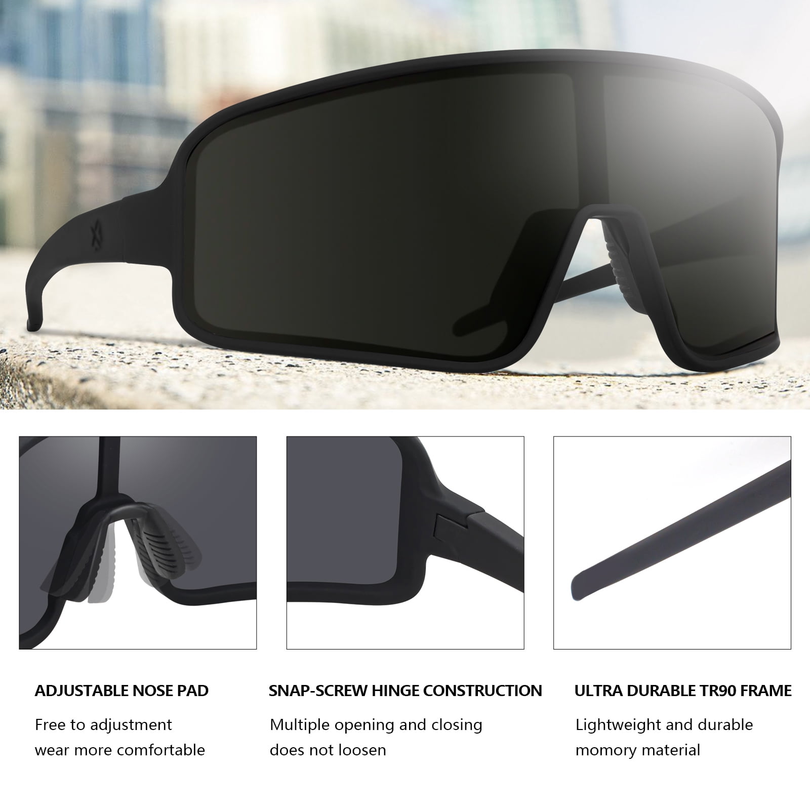 MAXJULI Polarized Sunglasses for Men Women, Windproof Outdoor Sports Cycling Running UV400 Protection Sun Glasses 8121