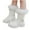 White, variant on Girls Fluffy Mid Calf Boots Comfortable Fleece Lined Non Slip Snow Booties Winter Waterproof Princess Shoes