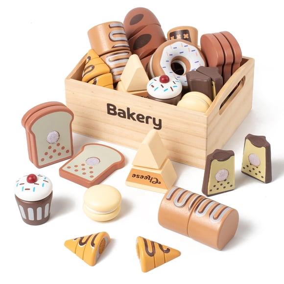 Juego de comida Kienvy Bakery de madera de Play Kitchen, 10 unidades, para niños
