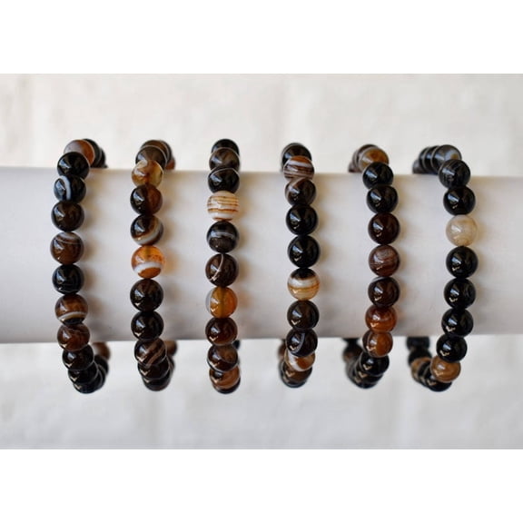 Black Sulemani Agate Bracelet AAA Round Bead Bracelet, Gemstone Bracelet 8mm