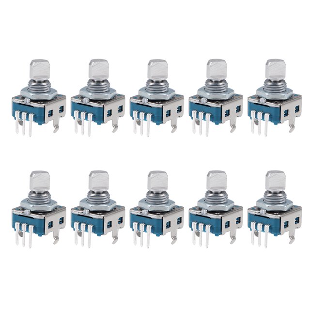 Codificador rotativo de 360 grados, interruptor de código, potenciómetro digital EC11 de 7 pines, eje en D de 11 mm, 10 piezas