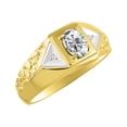 thumbnail image 3 of RYLOS Mens Rings Yellow Gold Plated Silver Classic Designer 7X5MM Oval Gemstone & Genuine Diamond Ring White Topaz April Birthstone Rings For Men, Men's Rings, Silver Rings, Sizes 8,9,10,11,12,13, 3 of 6