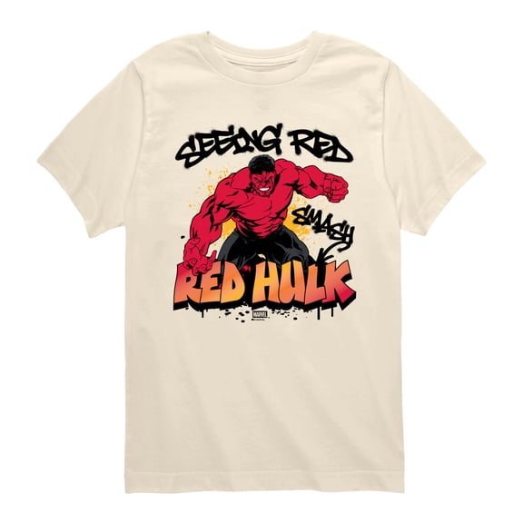 Red Hulk - Graffiti - Youth Boys Short Sleeve Graphic T-Shirt