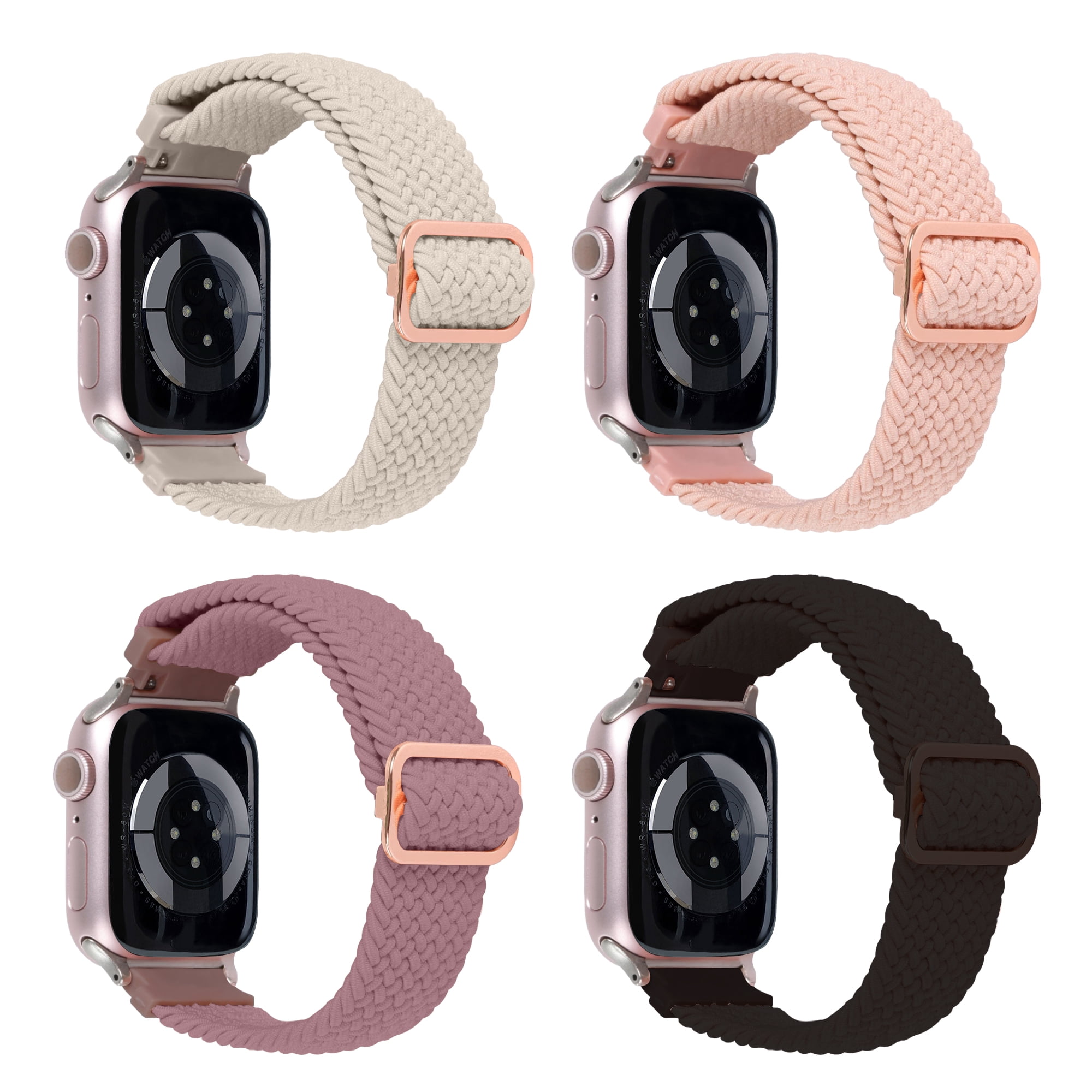 Xtreme Braided Elastic Smart Watch Band 4-Pack – Universal Fit, Adjustable, Compatible with Apple Watch, Samsung Galaxy and Garmin, Lightweight, Durable