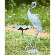 SPI Verdigris Finish Aluminum Crane Birdbath