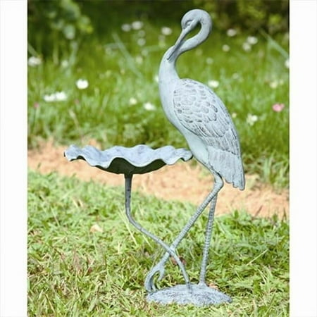 SPI Verdigris Finish Aluminum Crane Birdbath