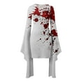 thumbnail image 4 of Female Gothic Punk Bat Sleeve Halloween Printed Irregular Party Dress, 4 of 5