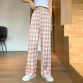 thumbnail image 4 of PNTUTB Ladies' Loose Hanging Basic Loose-fitting Straight Leg Pants Casual High Waisted Plaid Pants, 4 of 6
