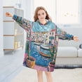 thumbnail image 5 of FORMRS Wearable Blanket Hoodie with Sleeves for Kids Cozy Flannel Sweatshirt, Blue Plants Window, 5 of 7