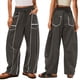 thumbnail image 3 of Pantalones de Mujer Holgados de Pierna , Estilo Palazzo, Informales, con Cordón en la Cintura y Bolsillos. Gris Oscuro L, 3 of 6