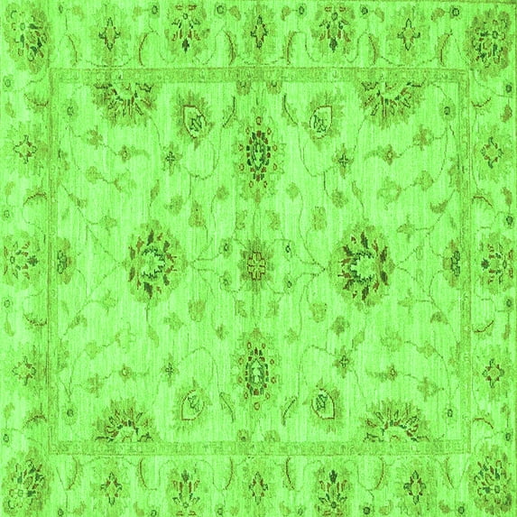 Ahgly Company Indoor Square Oriental Green Traditional Area Rugs, 6' Square
