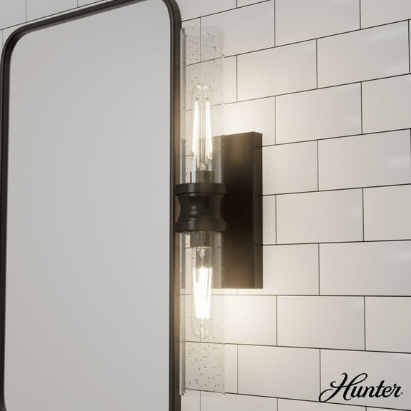 Hunter - Lenlock 2-light Noble Bronze, Medium Size Vanity Light, Dimmable, Modern Style, for Bedrooms, Dining, Living Rooms - 19926