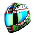 thumbnail image 3 of WOW Motorcycle Full Face Helmet Street Bike BMX MX Youth Kids HKY-B15 Monster Shark Green, 3 of 5