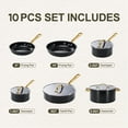 thumbnail image 3 of Chef Power 10 Pcs Ceramic Non Stick Cookware Sets, Pots and Pans Set with Stainless Steel Handle, Dishwasher and Oven Safe, Stone Black with Gold Handle, 3 of 9