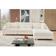 thumbnail image 3 of Sally Corduroy Polyester Upholstered Sectional Sofa 3 Seats W/ Ottoman White, 3 of 10