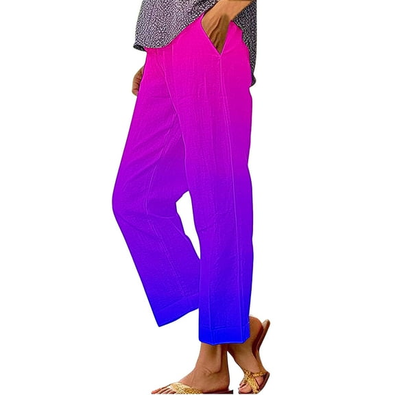 iHPH7 Wide Leg Pants Woman Lounge Pants Women Linen Pants Women Fall Fashion Baggy Pants Casual Pants for Women Womens Fall Pants Blue 1 L