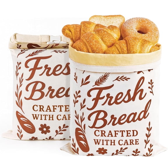 Beeswax Bread Bags for Sourdough & Homemade Bread, Reusable Bags for Homemade Bread Sourdough, 2 Packs Cotton Bread Storage Bags for Freezer & Refrigerator