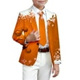 thumbnail image 2 of YMNXA Big Kids Boys Christmas Formal Coat Long Sleeve Lapel Snowflake Print Comfortable Jacket For Party Orange 9-10 Years, 2 of 4