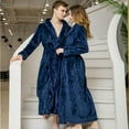 thumbnail image 4 of Bata de baño de otoño e invierno, camisón alargado y grueso para mujer, pijama de franela para hombre, bata de baño de terciopelo cálida para el hogar, 4 of 6