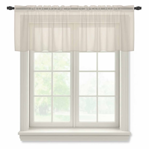 Ivory White Sheer Curtains Valances for Windows Modern Pure Ivory White Chiffon Kitchen Valances for Cafe, Rod Pocket Voile Window Treatments Curtains for Living Room Bedroom, 54"x18"