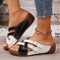 thumbnail image 2 of Womens Platform Sandals Color Block Slip on Slides Buckle Strap Comfortable Cushioned Low Wedge Orthopedic Walking Shoes Black Size 9, 2 of 6