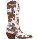 thumbnail image 1 of Botas vaqueras con estampado de vaca, tacón grueso en bloque, media pantorrilla, 1 of 4