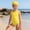 Yellow, variant on Swimsuit Girls 1 Piece Swimsuits Quick Drying Cute Bikini Swimwear 9-10 Years