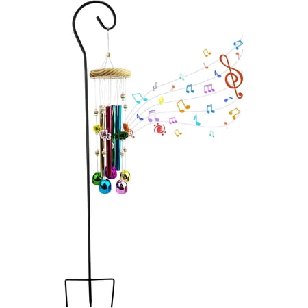 Cemetery Grave Wind Chime with Shepherds Hook, Headstones Windchime for Grave, Grave Decorations Memorials Sympathy Gifts for Loss of Loved Ones