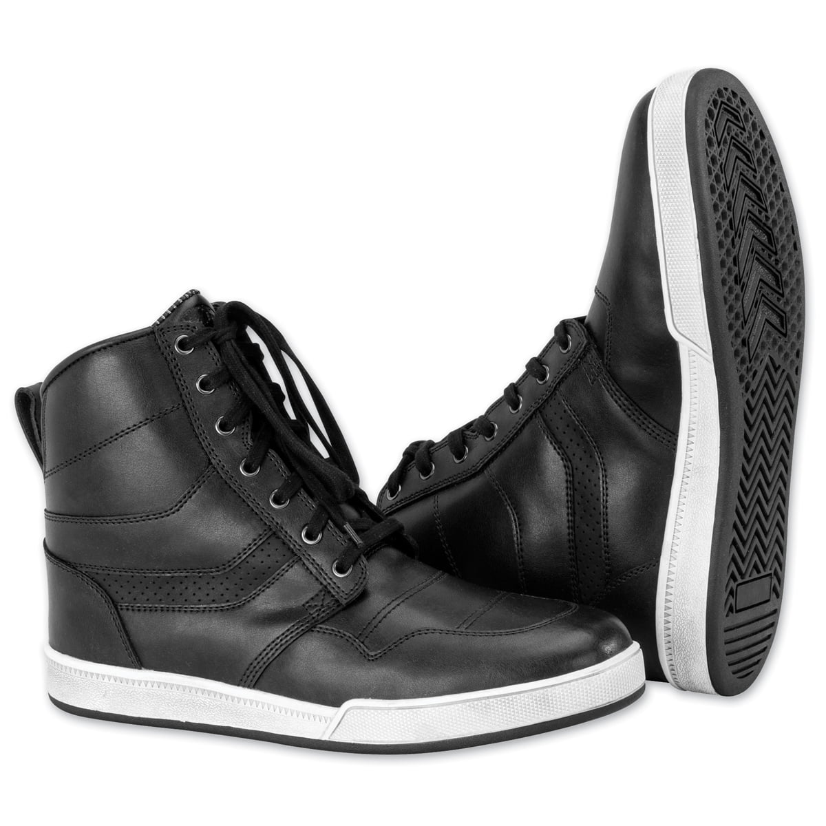 Black Brand Deceptor Mens Leather Motorcycle Shoes Black 12.5 USA