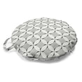 thumbnail image 1 of Abstract Round Floor Cushion with Handle, Repeating Circles Retro Style Composition of Geometrical Rhombus Like Motifs, Pillow for Living Room & Dorms, 18" Round, Ivory Dimgray, by Ambesonne, 1 of 4